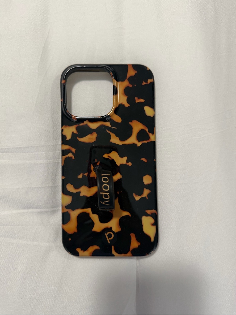 Loopy Case Tortoise Print Phone Case with Loop Grip - Black & Brown